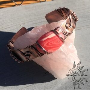 Agate Copper Handmade Bangle Bracelet Cuff